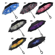 Windproof Reverse Umbrella Self Stand Wind Proof C-Hook Hands