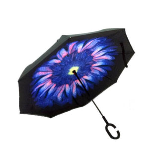 Windproof Reverse Umbrella Self Stand Wind Proof C-Hook Hands